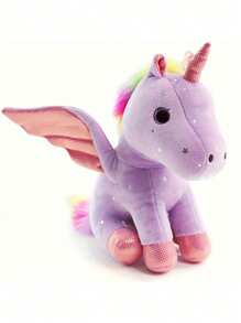 Peluche de unicornio mágico de 22 cm/8.66 pulgadas, lindo unicornio ángel, peluche de unicornio brillante, encantador peluche de unicornio con purpurina, peluche de unicornio soñador, animal de peluche con melena y cola arcoíris, regalo perfecto para cumpleaños, Pascua, Día de San Valentín, decoración del hogar