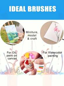 Soucolor Acrylic Paint Brush Set 20 Round Tip Artist Brushes For Acrylic Oil Watercolor Canvas Rock Body Face Nails Miniature Details Painting Supplies, Art Supplies, Back To School Supplies