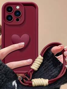 Fundas de teléfono con diseño de corazón, a prueba de agua, a prueba de golpes, resistentes a los arañazos - Vino tinto - Ver 2