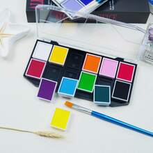 12-Compartment Water-Based Watercolor Paint Palette, Large Capacity, Easy Cleanup, Good Pigmentation, Detachable Sections, Suitable For Stage Performances, Festivals, And Costume Conventions Facial Painting