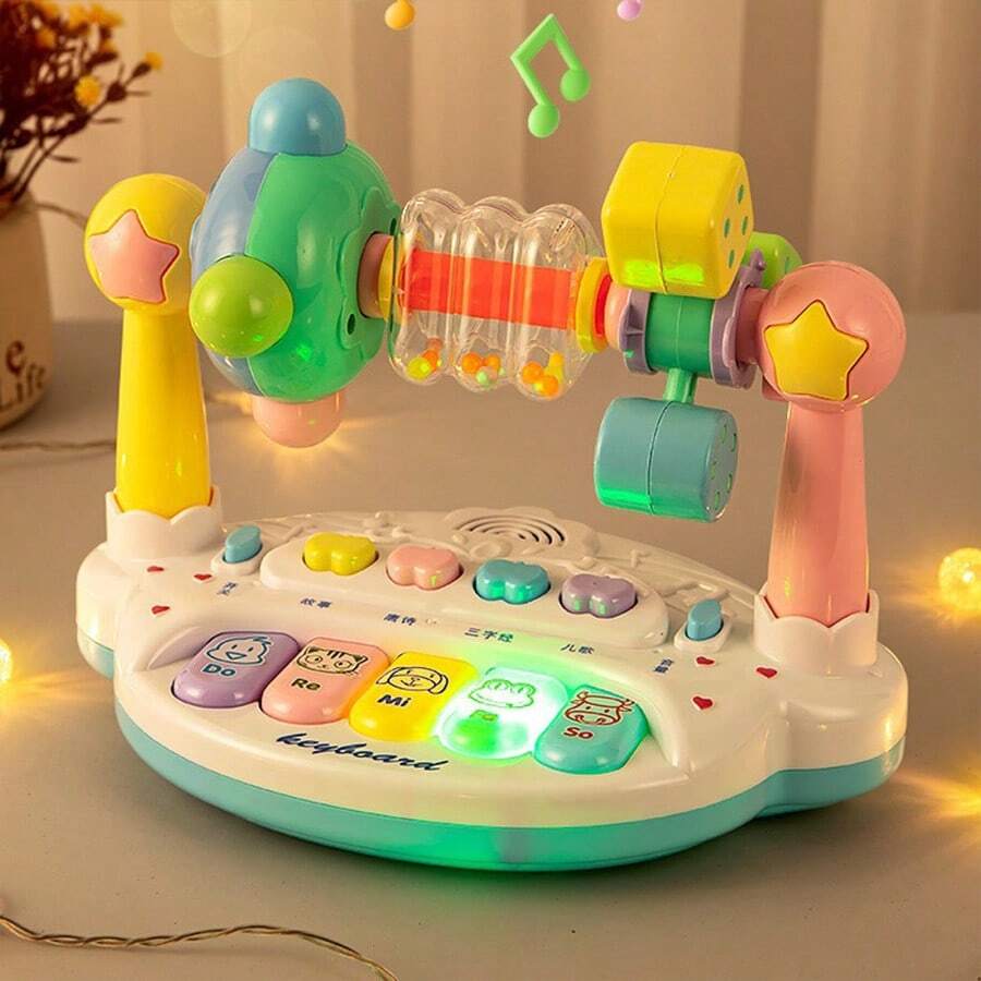 1pc 2025 New Electronic Piano Music Toy, Infant Soothing Toy, Children's Sound Enlightening Toy, Voice Activated Toy, Birthday/Christmas/Halloween Gift (Battery-Free Toy)