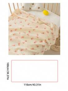 可定制名字刺绣双层纱布婴儿毯 宝宝卡通襁褓 尺寸110cm*100cm 适用于空调房新生儿 - 粉兔頭(花邊 - 查看 3