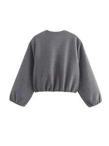 Women's 2025 Autumn Fashion Street Style Solid Color Zipper Pocket Short Jacket Coat