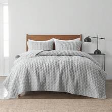 Dark Grey Quilt King Size Bedding Sets With Pillow Shams, Lightweight Soft Bedspread Coverlet, Quilted Blanket Thin Comforter Bed Cover, All Season Spring Summer, 3 Pieces, 104x90 Inches - 淺灰色 - 查看 10