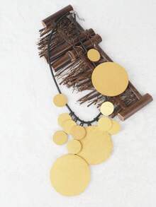 MARLIWOO 1pc Bohemian Style Retro Wooden Long Pendant Necklace, Fashion Vacation Jewelry For Women