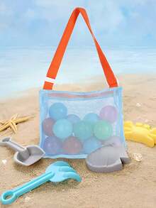 Beach Toys Mesh Beach Bag Shell Collection Bag With Zipper And Adjustable Shoulder Strap Crossbody Bag Cute Handbag Perfect For Collecting Shells Beach Toys And Swimming Accessories Toy Sorting Storage Bag Travel Accessories Essential Gifts For Boys, Summer - Multicolor - View 7