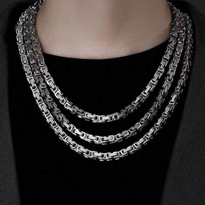 1 Stück modische europäisch-amerikanische Hip-Hop-Stil Edelstahl Armband Halskette, König Ketten Armband für Herren