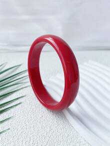 1 件时尚超透明简约树脂手链，适合女性日常和派对佩戴 - 透明紅色寬條樹脂手鐲 - 查看 24