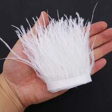 100CM(39.37") Artificial White Feathers Trim Sewing Clothing Accessories Plumes Ribbon Wedding Dress DIY Crafts Fringe Party Home Bag Decoration 8-10cm/3-4inch - Multicolor - View 2