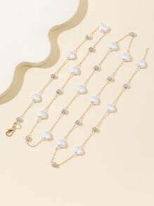 1pc Black Glass Bead, Shell, Zirconia Pendant Y-Shaped Necklace, Elegant & Sophisticated Minimalist Luxury Bling Jewelry For Daily, Date, Party, Holiday, Anniversary, Birthday Gift, Sexy & Cute