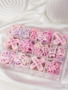 VBOOR 12/24/36/60/100pcs Gradient Pink & Purple Cute Hair Clips Set, Includes Teddy Bear, Bowknot, Star, Barrette, Heart Shaped - Suitable For Girls & Women, Create Adorable Y2K Style, Non-Slip - For Everyday & Party, Become The Star Of The Show Claw Clips Hair Claws Hair Barrettes, School Stuff, Elegant, College, Bows, Classy, Winter Outfit Women, Hair Accessories - Multicolor - View 16