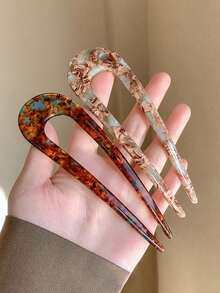 5 件/3 件/2 件/1 件女士时尚休闲百搭图案 U 型发夹，适合日常使用，春夏新品，送给妈妈的好礼物（发夹上的字母是随机的）发梳，侧梳，学校用品