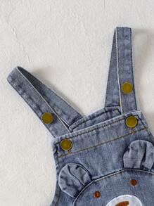 Süße Denim-Latzhosen mit Bärenstickerei für Kleinkind Jungen