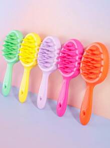 Cepillo desenredante de color caramelo en 1/2 piezas - Cepillo desenredante y cepillo de champú de mango largo con cerdas suaves de silicona para un masaje relajante del cabelludo, perfecto para uso diario en cabello húmedo o seco, adecuado para todo tipo de cabello incluyendo rizado y grueso