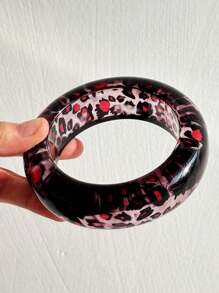 Pulseira de resina geométrica assimétrica transparente com estampa de leopardo marrom, joia charmosa e personalizada para mulheres, verão