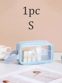 1 pièce Sac de toilette imperméable en PVC, sac de maquillage portable de grande capacité, pour le voyage, la plage, l'université, range les cosmétiques, les articles de toilette et les accessoires