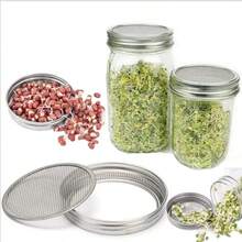 1pc 16/32oz Sprouting Jars With Screen Lids Sprouts Growing Kit Wide Mouth Mason Jar Seed Germination Kit Indoor Sprouter Set - Clear - View 3