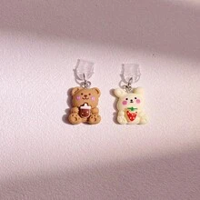 2 件套卡通情侣熊爱情故事手机防尘塞装饰