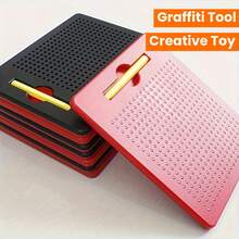 1 件红色便携式磁性绘图板，配有光滑钢球，可数字书写，适合返校、生日、圣诞节、新年和节日礼物 - 彩色 - 查看 3