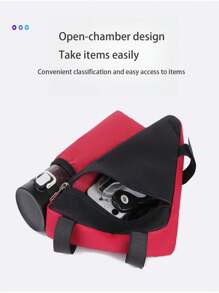 Bolsa triangular para bicicleta de montaña, organizador de almacenamiento triangular para ciclismo al aire libre, bolsa triangular para bicicleta de ruta y montaña, bolsa para manubrio de bicicleta de 1.5L con soporte para botella de agua, apto para diversas bicicletas, bolsa de almacenamiento triangular y soporte para botella de agua (botella de agua no incluida)