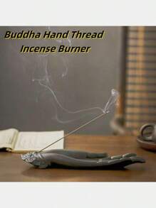 2pcs Black Ceramic Buddha Hand & Frog Incense Burner, Home Use Ceramic Incense Holder, Creative Aromatherapy Burner, Sandalwood Incense Burner