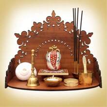 1 pieza Hermoso Templo de madera para el hogar y la oficina, Mandir de Pooja, Mandir para el hogar, Moderno Mandir de Pooja para el hogar o la pared de la tienda, Estantes flotantes