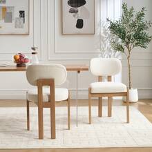 Multi Functional Dining Chairs In The Living Room (2PC), Decorated With Solid Wood Frames, Sturdy And Durable. Suitable For Various Scenarios Such As Living Rooms/Apartments/Bars/Cafes - 2PC(米色)木製餐椅 - 查看 8