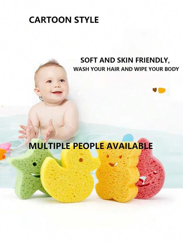 Baby Bath Sponge Children Exfoliating Brush Newborn Bathing Natural Wood Pulp Bath Sponge