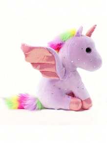 Peluche de unicornio mágico de 22 cm/8.66 pulgadas, lindo unicornio ángel, peluche de unicornio brillante, encantador peluche de unicornio con purpurina, peluche de unicornio soñador, animal de peluche con melena y cola arcoíris, regalo perfecto para cumpleaños, Pascua, Día de San Valentín, decoración del hogar