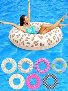 1 pieza Aro de natación inflable, diseñado con múltiples elementos como estampado de leopardo y conchas marinas, apto para adultos, fabricado con material de PVC grueso, apto para piscina inflable, piscina, fiesta