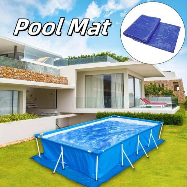 Rechteckige blaue Schwimmbadabdeckung mit Ständer, doppelte rechteckige blaue Poolabdeckung, Mesh-Bodenauflage, aus PE-Material, verstärkt, dick, für den Hinterhof, Outdoor, Indoor, Camping