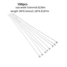 100pcs High Quality Silver Color Pearl Pins, 16mm - 50mm, Perfect For DIY Jewelry Making, Bracelets, Necklaces, And Earrings - Craft Accessories For Creative Hobbyists