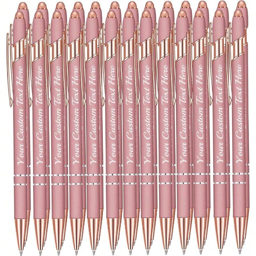 Local ShippingCustom Ballpoint Pens With Stylus,Personalized Pen Bulk With Name Free Engraving,Engraved Text Message Logo,Customized Gifts For Business,Graduation,Wedding,Birthday,Christmas-Black Ink - Rose Gold - View 1