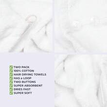 Soft Linen 100% Cotton Hair Towels For Women, Head Towel Cap, Cotton Hair Turban Towel Wrap For Long Curly Anti Frizz Hair, Soft And Absorbent Cotton Hair Towels 2 Pack, Sage Green - White - View 5