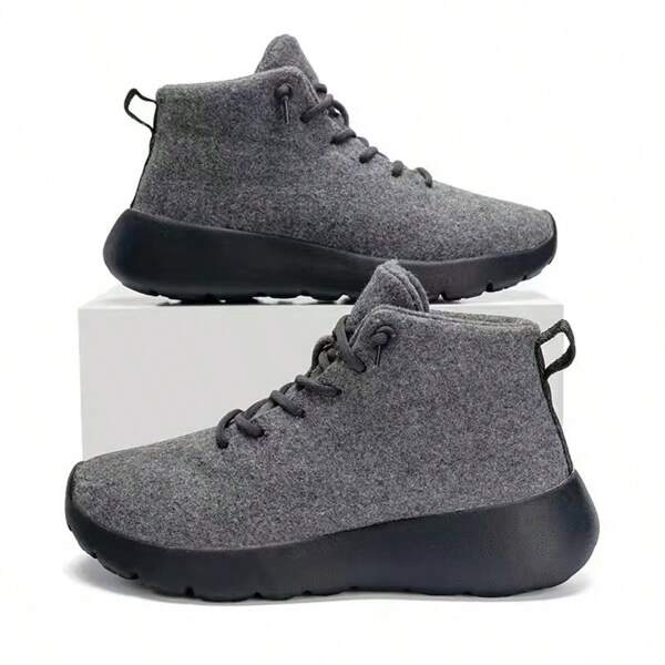 Plus Size Men's Suede Solid Color Warm Casual Sneakers, Lightweight And Comfortable Sport Casual Shoes With Plush Lining, Suitable For Gym Autumn/Winter