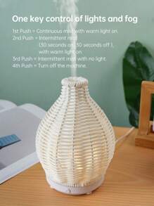 ellestfun 1pc USB 5V 80ml PP Simulation Rattan Weaving Process Ultrasonic Aromatherapy Humidifier, Suitable For Small Room Aroma Diffuser