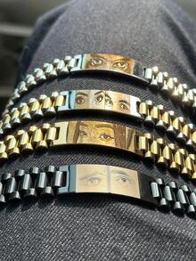 Pulsera de ojo tallada personalizada para hombres, pulsera de foto de ojo personalizada, pulsera de foto de ojo de pareja grabada con láser, joyería de recuerdo - Pulseras personalizadas - Ver 3