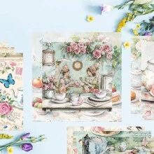 12/24PCS Tea Party Theme Scrapbook Paper Pad, 5.9*5.9inch Shabby Chic Pattern Vintage Tea Party Scrapbook Paper For DIY Crafts Journaling Scrapbook Supplies Gift Wrapping Album Art Decorative Craft Paper, Scrapbooking Supplies