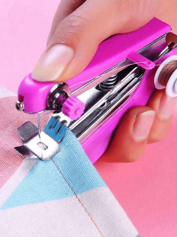1pc Mini Handheld Sewing Machine, Portable Travel Home Sewing Tool, Hand Stitcher Sewing Machine For DIY Crafts, Multifunctional Household Clothing Sewing Machine, Quick Repair Sewing, Essential For Travel, Suitable For Beginners Adult, Easy To Use And Fast Stitch Suitable For Clothes, Fabrics, DIY Home Travel, Sewing Accessories