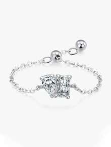ESBERRY 1 chiếc nhẫn bạc 925 cao cấp, độc đáo, đính đá Zirconia hồng, có thể điều chỉnh kích cỡ, thích hợp làm quà cưới, sinh nhật hoặc quà Ngày của Mẹ cho phụ nữ. - Nhiều màu - Xem 6