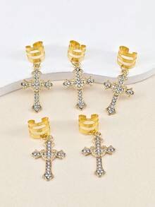 5 件巴洛克十字华丽辫子发饰，适合舞会和派对音乐节、扁平爪夹、学校用品