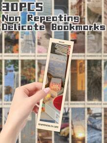 30 piezas de marcadores de libros con el tema "Fragmentos en la vida", no repetitivos y delicados, para regalo de regreso a clases, regalo festivo, decoración de libros, etiquetas de lectura, regalos de papelería para club de lectura, escritores, amantes de los libros, estudiantes, maestros y suministros de oficina escolar
