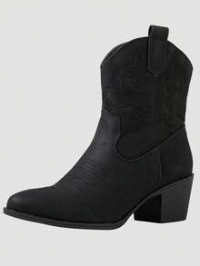 GLOBALWIN Women's The Western Wear Fashion Cowboy Cowgirl Free Birds Country Concert Disco Outfits Low Heel Walking Boots For Ladies Fall Boots Halloween Season - 黑色 - 查看 4