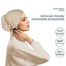 New Simple Solid Color Middle Eastern Malaysian Arabic Chiffon Large Floral Turban Head Wrap Scarf For Women