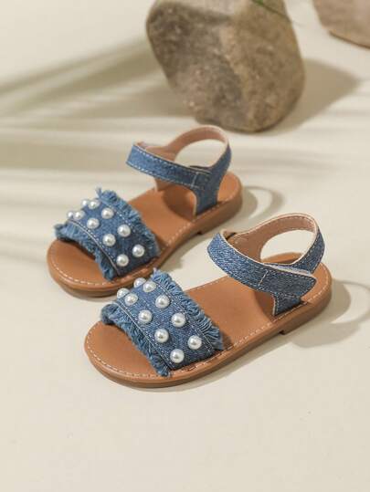Casual Style Cute Pearl Decor Baby Girls Sandals, Daily Wear