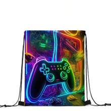 Bolsa con cordón, mochila ligera, mochila estampada con camión/astronauta de varios colores, para deportes, senderismo y viajes, de material de poliéster duradero