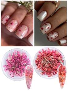 花瓣美甲装饰 1/8 件满天星仿真花粉色蓝色黄色白色粉色棕色 Y2K 深色指甲饰美甲配件夏季秋季冬季指甲美甲用品指甲美甲宝石