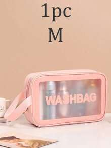 1 pièce Sac de toilette imperméable en PVC, sac de maquillage portable de grande capacité, pour le voyage, la plage, l'université, range les cosmétiques, les articles de toilette et les accessoires