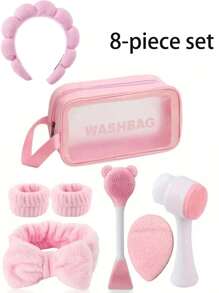 Conjunto de Limpeza Facial com 8 Peças, Conjunto de Cuidados com a Pele Regular Antes de Dormir, Conjunto de Escova para Máscara Facial de Limpeza Profunda e Spa de Beleza, Faixa de Cabeça Macia, Escova Esfoliante, Escova Facial de Silicone Detalhada, Ferramenta Portátil de Cuidados com a Pele com Bolsa de Lavagem, Alça de Pulso para Lavagem Facial, Alça de Pulso para Remoção de Maquiagem, Manga de Limpeza de Gotejamento de Maquiagem e Cuidados com a Pele Conjunto de Cuidados com o Rosto com 7/3/1 Peças, Faixa de Cabeça para Cuidados com a Pele, Beleza, Produtos de Cuidados com a Pele, Spa, Autocuidado, Ferramentas de Cuidados com a Pele, Cuidados com o Rosto, Suprimentos de Esteticista, Pele, Lavagem Facial, Facial