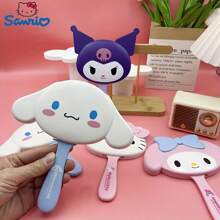 Sanrio [Cute Sanrio Hair Comb Set] Sanrio Hello Kitty & My Melody Kuromi Travel Hair Comb Set With Makeup Mirror | Cute, Compact For Home Daily Styling & Outdoor Travel Use, Ideal For Girls' Gifts, Valentine's Day, Gift For Mom And Girlfriend, Daily Use, Surprise Box Easter Gifts